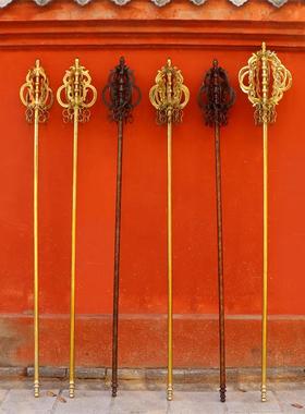 纯铜锡杖九股六股四股禅杖佛具铜摆件室内寺庙圣僧护法权杖高2米