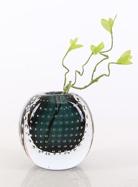 轻奢创意加厚蓝色玻璃花瓶可水培摆件客厅茶几餐桌样板间插花花器