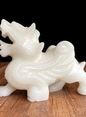 天然白玉貔貅摆件动物一对客厅办公室桌面装饰玉石飞天皮丘新中式