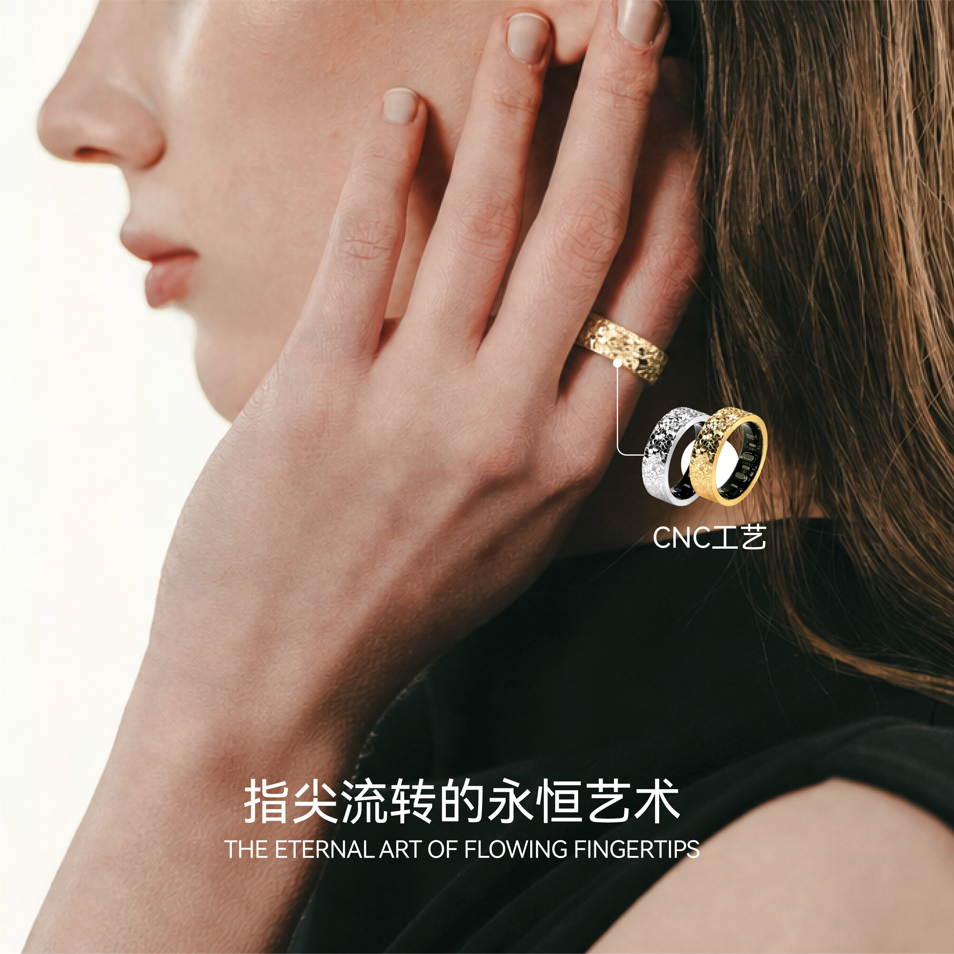 Starry Night Sky丨Shakespeare Smart Ring AI Sleep Heart Rate Monitoring Couple Ring Light Luxury Crushed Ice Girl