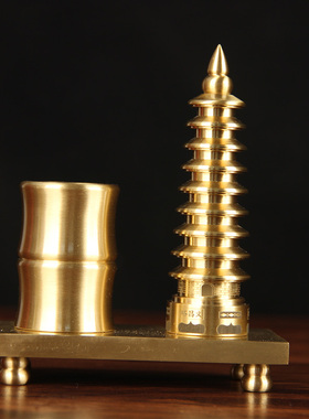 铜文昌塔笔筒摆件 铜笔筒摆件