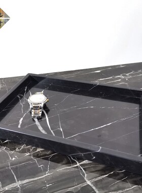 轻奢大理石托盘方形家居摆设装饰天然大理石托盘酒店软装