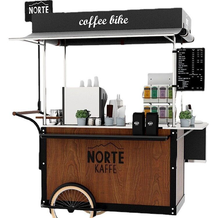 Rideable three-wheeled stall bicycle snack mall Jinjie coffee cart inverted three-wheeled night market movable dining car