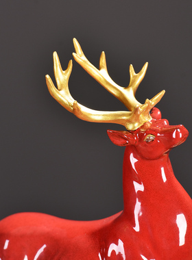 新中式家居客厅陶瓷大号梅花鹿工艺品玄关酒柜办公室招财装饰摆件