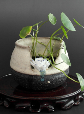 粗陶花瓶 复古手工花插花器陶瓷水培花器茶席花艺摆件 创意花盆