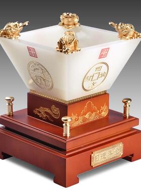 日进斗金聚宝盆琉璃摆件工艺品创意办公室家居摆设实用开业礼品