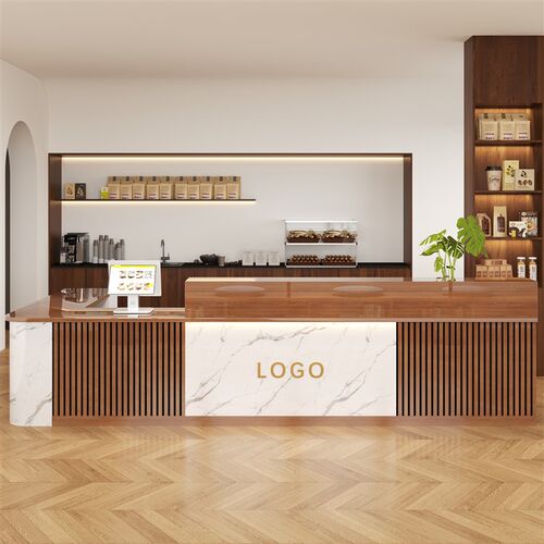 收银台蛋糕店吧台商用餐饮店奶茶店柜台店铺小型前台桌接待台定制 - 图2