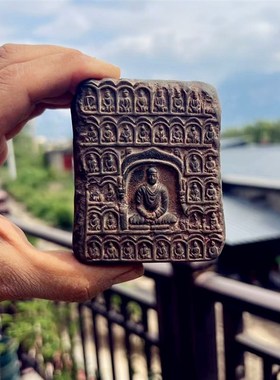 山西文创云冈石窟二号残佛砖雕摆件复古仿古佛像文房镇纸礼品盖置