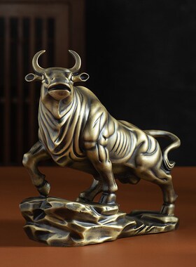 铜牛摆件牛气冲天金牛公司店铺前台装饰品办公桌生肖工艺品礼品