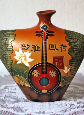 藏族特色家居装饰品陶瓷摆件彩陶手工艺品客厅隔断博古架酒柜摆设