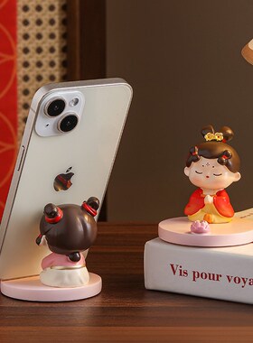 古风唐仕女手机支架小摆件桌面懒人追剧神器办公室工位装饰品礼物