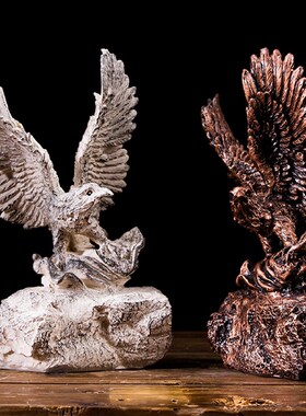 新中式大鹏展翅老鹰摆件 仿古禅意客厅玄关电视柜家居装饰工艺品