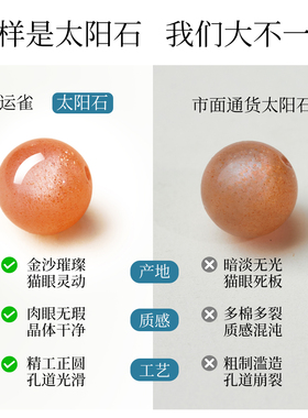 【国检认证】天然金沙太阳石散珠