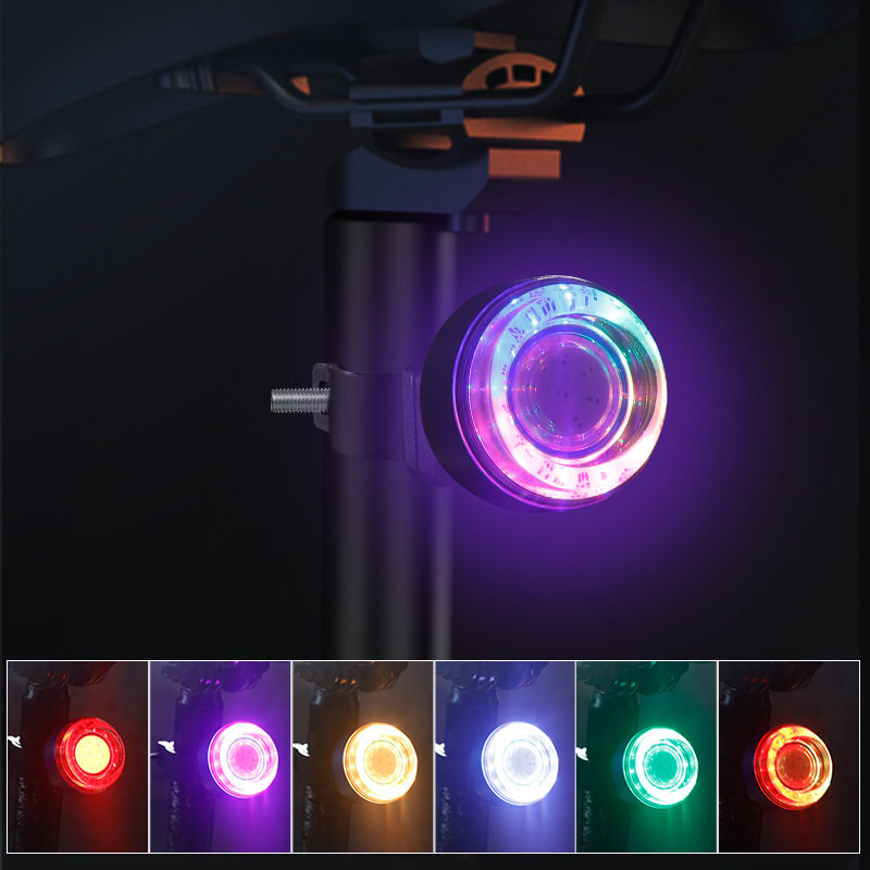 New manufacturer bicycle steering tail light waterproof intelligent induction brake warning light colorful bicycle riding equipment