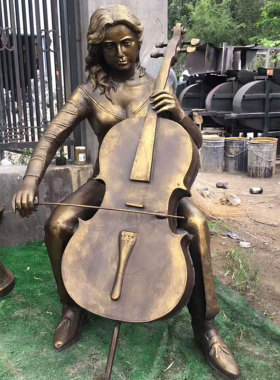 设计定制欧式西方人物拉大提琴雕像弹坚琴敲架子鼓音乐雕塑摆件