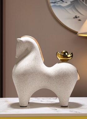 马上有钱摆件新中式客厅办公室装饰品招财开业乔迁新居礼物高档品