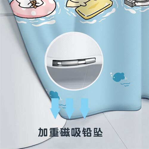 浴室浴帘隔断卫生间遮挡防霉免打孔高档门帘子淋浴防水布洗澡窗帘 - 图1