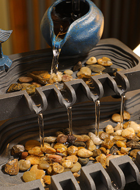 悬壶精美流水循环生喷泉鱼缸桌面办公室装饰乔迁新居创意中式摆件