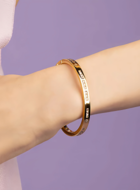 月售520+摩斯密码纯银金手镯大气