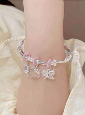 月售500+999足银Kitty猫实心手镯