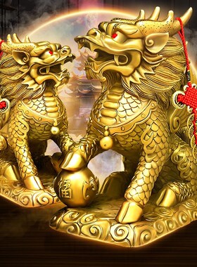 黄铜麒麟摆件纯踩八卦麒麟客厅卧室家用办公室店铺门口开业礼品
