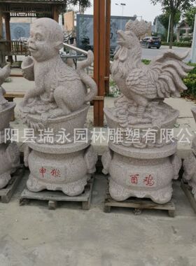 石雕十二生肖摆件龙蛇马羊猴鸡狗猪鼠牛虎兔花岗岩青石动物兽属相