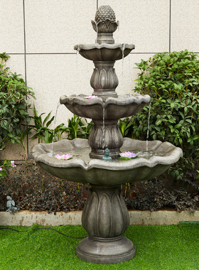 户外流水招财喷泉摆件循环水池庭院花园别墅酒店落地莲花景观装饰