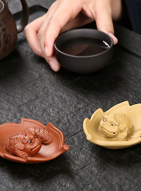 紫砂招财金蟾客厅办公室家居装饰摆件茶桌茶台茶盘精品茶宠可养