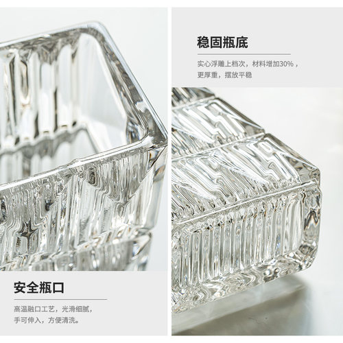 花瓶客厅插花玻璃透明家用轻奢高级感水培玫瑰百合鲜花网红摆件 - 图1