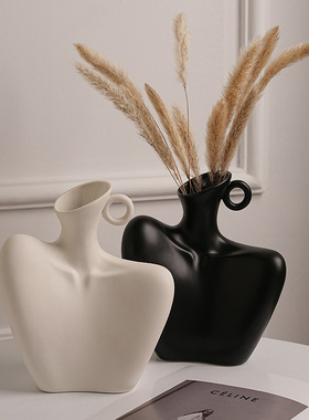 陶瓷艺术创意锁骨项链展示架花瓶摆件插花装饰简约家居玄关侘寂风
