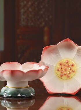 陶瓷莲花香炉室内供佛杯佛前佛具用品大全观音圣水杯果盘花瓶烛台