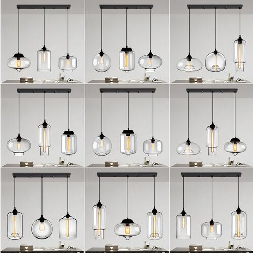 复古餐厅吊灯北欧loft火锅店咖啡厅灯创意吧台服装店橱窗玻璃灯罩 - 图1