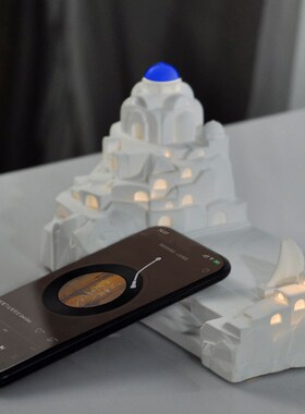 圣托里尼香薰小夜灯石膏全景氛围卧室送女生生日新婚轻奢结婚礼物