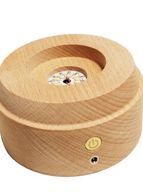 木质发光底座实木灯座LED小夜灯水晶球琉璃工艺品装饰锂电触摸