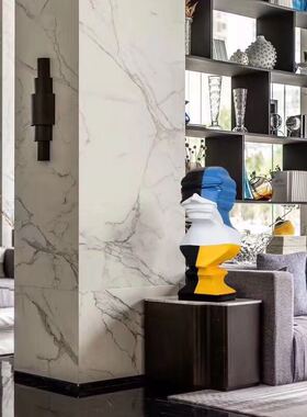 样板房软装大卫雕塑艺术品欧式客厅玄关书柜书房抽象人物装饰品