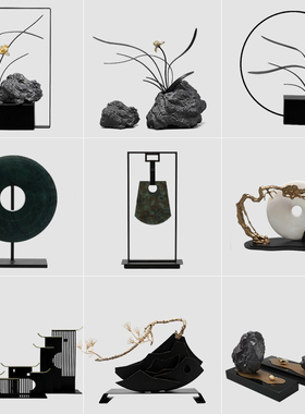 新中式创意铁艺摆件高级感小众高端客厅电视柜玄关办公室软装饰品