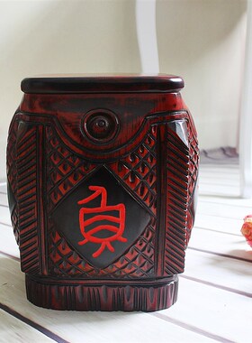 实木客厅小板凳招财鱼中式装饰摆件换鞋凳储物箱方凳子家用储物柜