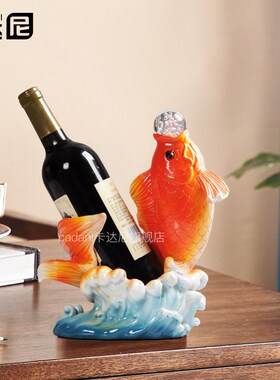 年年有鱼锦鲤鱼红酒架摆件新中式客厅玄关酒柜装饰品乔迁新居家用