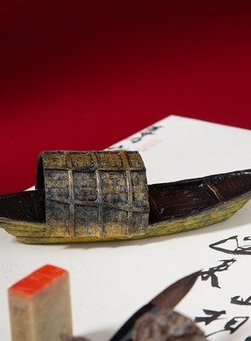 一帆风顺铜船模型乌篷摆件家居装饰品客厅书柜桌面摆设办公桌礼品