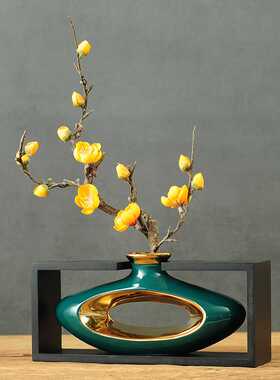 方形木框花瓶梅花禅意客厅玄关书房摆设公司桌面乔迁礼品