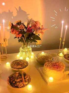 复古欧式烛台摆件家用餐桌浪漫烛光晚餐道具三头酥油灯蜡烛台座