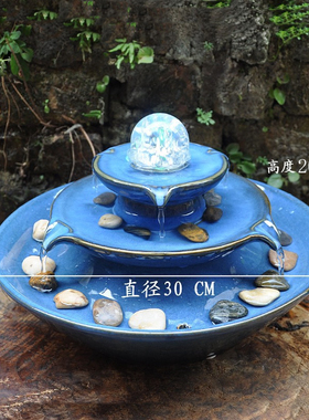 八方来财流水生财转动水晶球风水轮鱼缸喷泉时来运转财源滚滚摆件