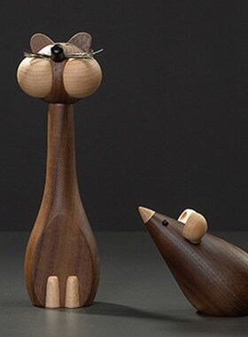 木偶洞洞板玩具实木原木色黑胡桃木北欧风家居装饰品摆件创意礼物