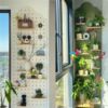 Perforated board storage rack custom solid wood wall flower rack balcony space utilization artifact succulent green plant storage rack