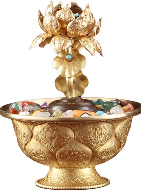 铜制慧宝吉祥八供桌面家居工艺品摆件供水碗供品佛前八供物套装