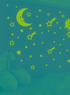 蓝色夜光星星墙贴客厅卧室墙面装饰发光贴纸儿童房天花板自粘贴画