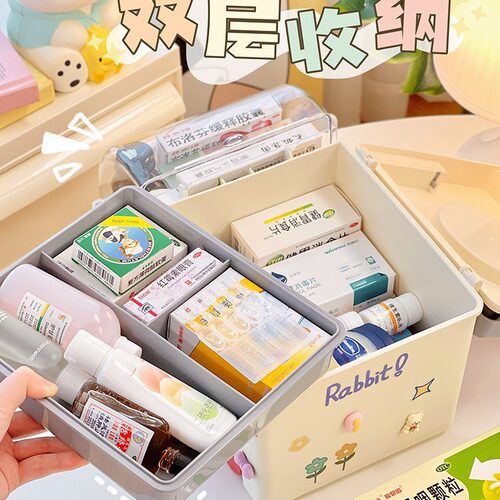 新款医药箱式家庭用药箱儿童塑料急救整理分类存放塑料医药箱 - 图0