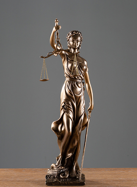 仿铜司法公平公正正义女神忒弥斯雕塑雕像律师办公室法律天平摆件