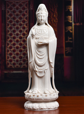 戴玉堂陶瓷普陀山南海观音佛像站像供奉神像家用观世音菩萨像摆件