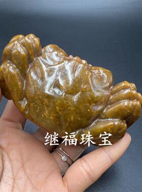 岫玉仿战汉玉雕挂件工艺玉佩把玩欣赏古玩玉石腰坠佩配饰螃蟹